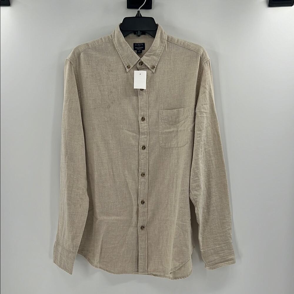 J. Crew Men's Brushed twill shirt - Cream Heather - Medium - NWT